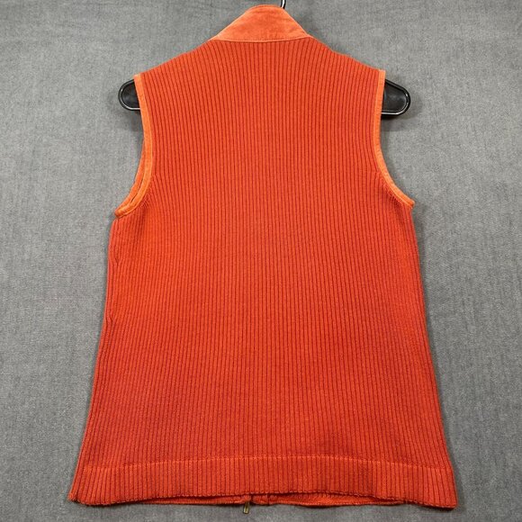 Chicos Womens Suede & Knit Rust Orange Sleeveless Vest With Gold Zipper Size 1 - Picture 4 of 12